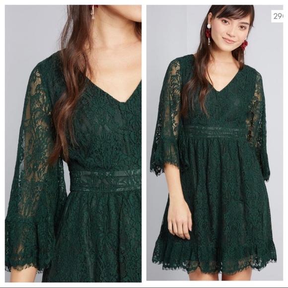 ModCloth Through The Bluebells Green Lace Dress - Picture 2 of 6